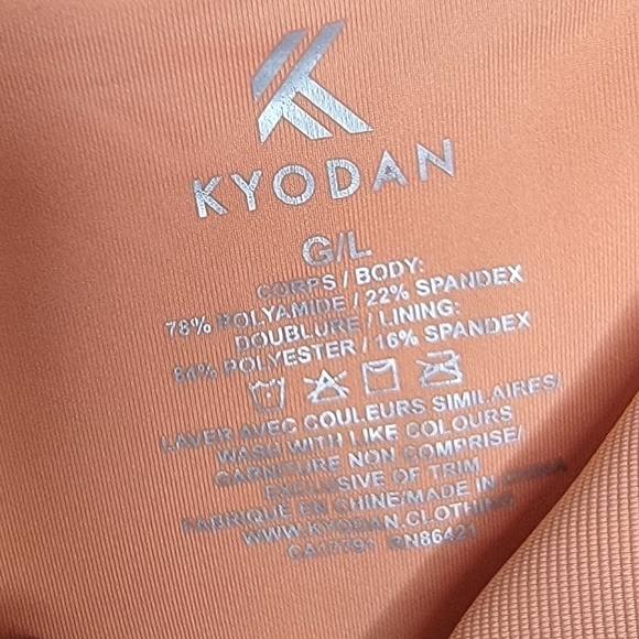 Kyodan Harbor Ribbed Bra Top, Color Papaya, size Large - Picture 4 of 4